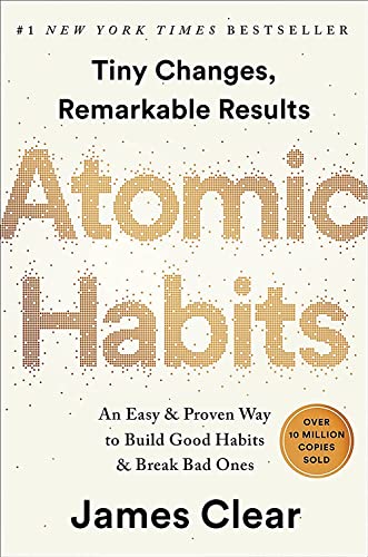 Best Positive Mindset Books for Personal Development: Book Cover for "Atomic Habits" by James Clear.