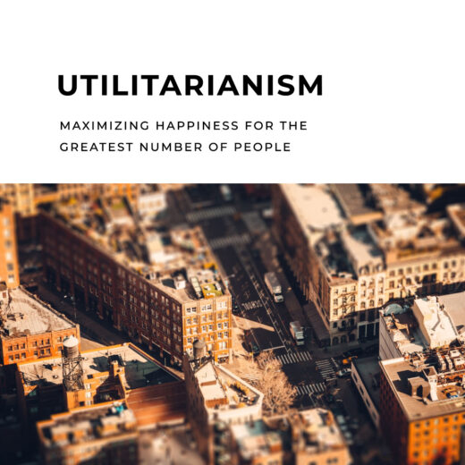 Image depicting Utilitarianism along with the phrase "maximizing greatness for the greatest number of people"