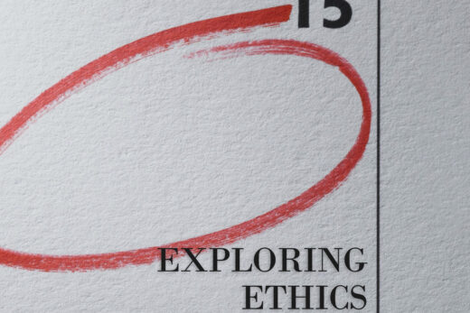 Red circle symbolizing ethics, with text "Exploring Ethics" and "Understanding morality and values" below.
