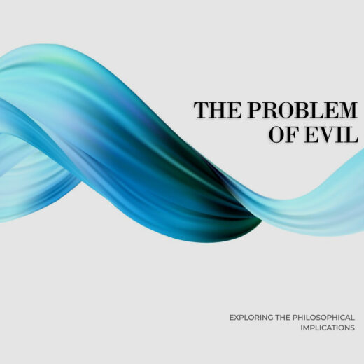 image with title "the problem of evil" and phrase "exploring the philosophical implications"