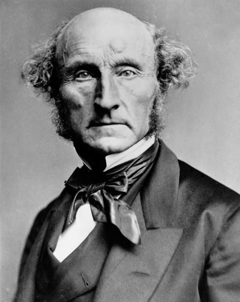 John Stuart Mill, influential utilitarian philosopher, headshot portrait.